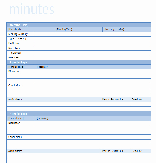 Meeting Notes Template Word Fresh Meeting Minutes Template