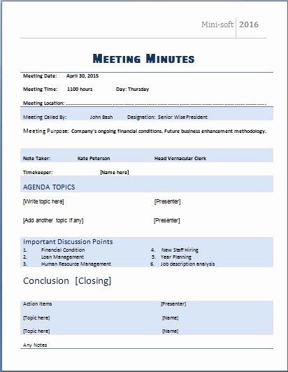 Meeting Notes Template Word Luxury Ms Word formal Meeting Minutes Template