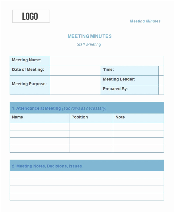 Meeting Notes Template Word New Meeting Minutes Templates