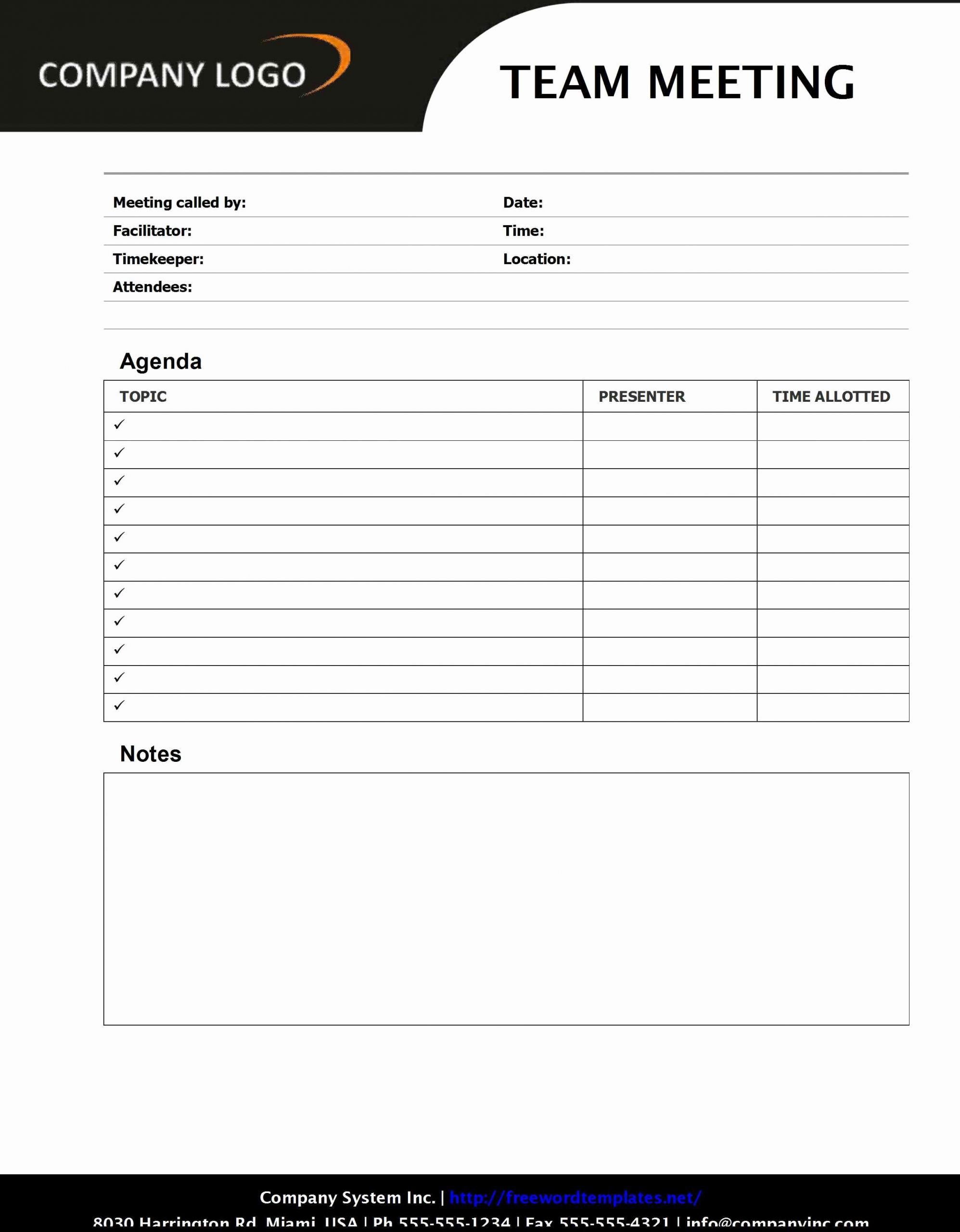 Meeting Notes Template Word New Team Meeting Agenda Sd1 Style