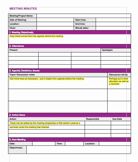 Meeting Notes Template Word Unique 11 Meeting Minutes Templates Word Excel formats