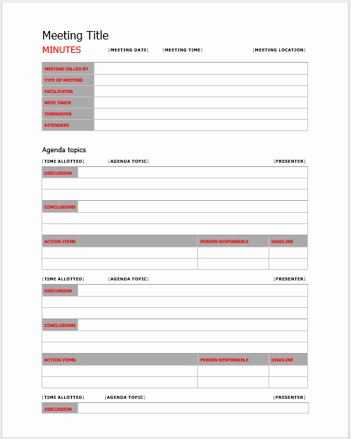 Meeting Notes Template Word Unique 19 Free Meeting Minutes Templates In Ms Word Ms Fice Docs