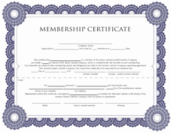 Membership Certificate Llc Template Fresh Membership Certificate Templates Word Excel Samples