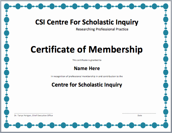 membership certificate