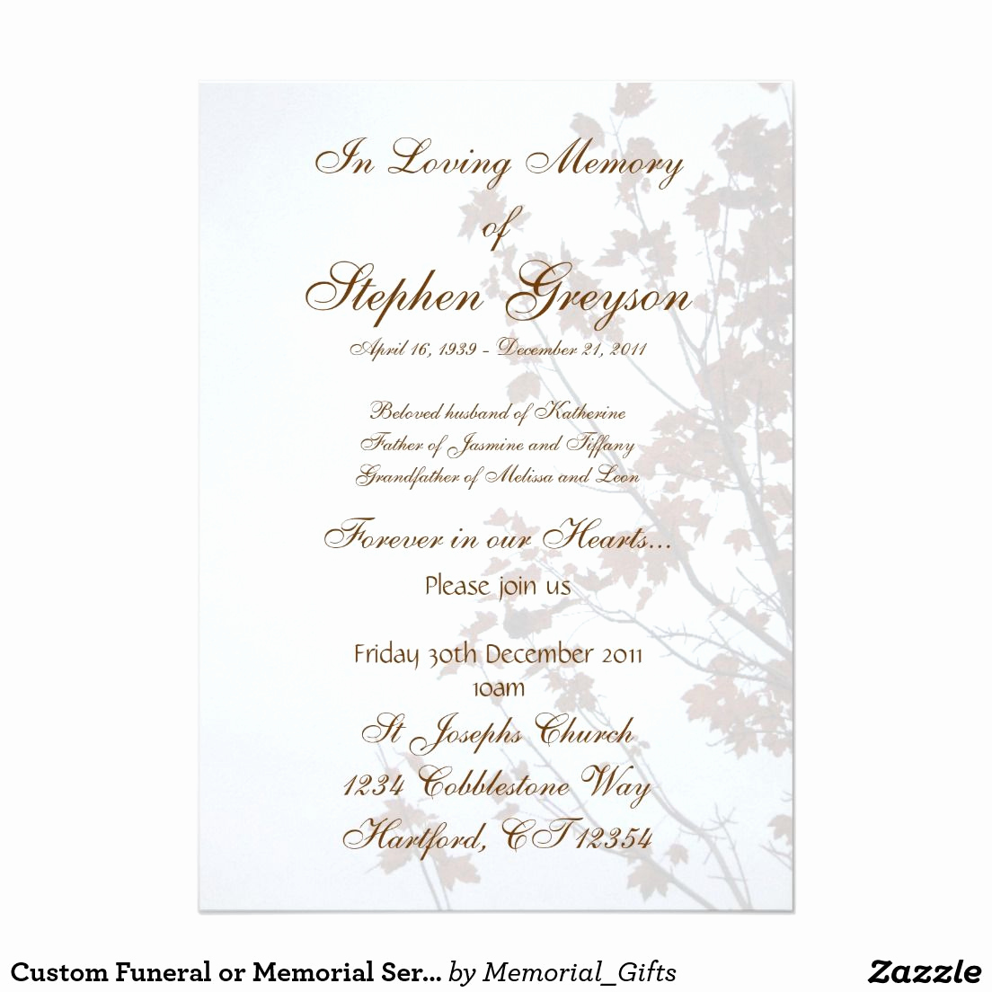 Memorial Service Announcement Template Free Beautiful Custom Funeral or Memorial Service Announcement 5&quot; X 7