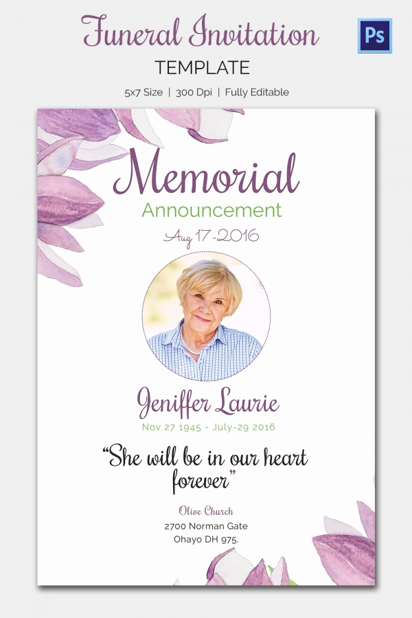 Memorial Service Announcement Template Free Elegant Funeral Invitation Template – 12 Free Psd Vector Eps Ai