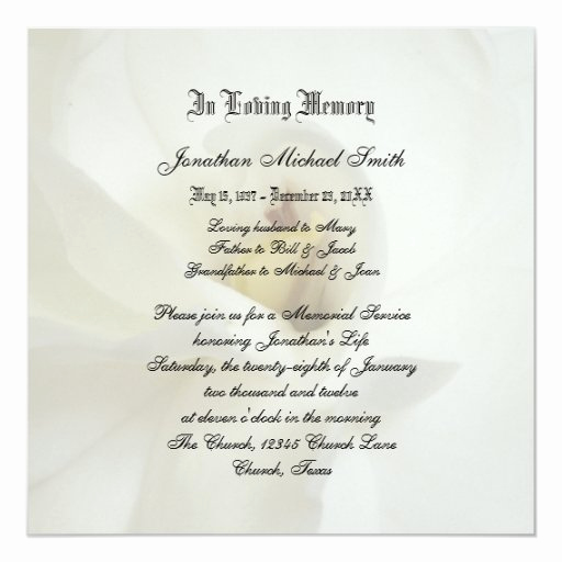 Memorial Service Announcement Template Free Elegant Memorial Service Invitation Announcement