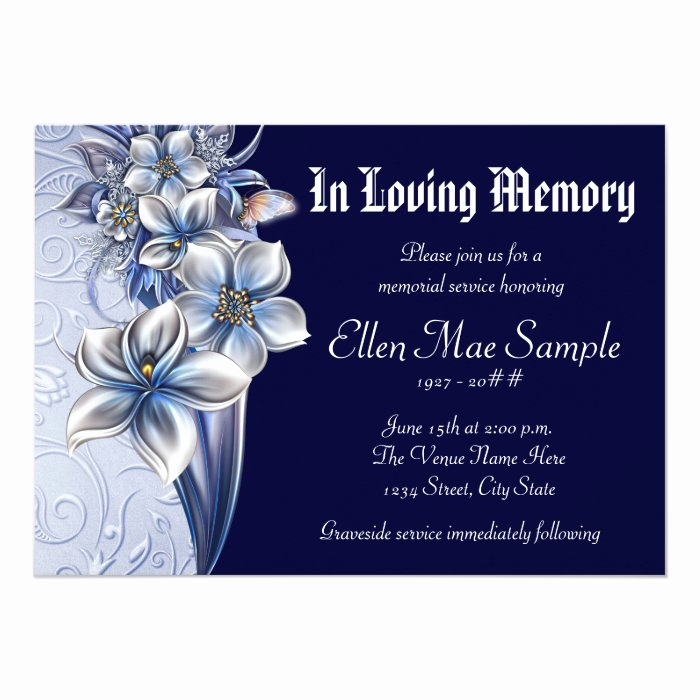 Memorial Service Announcement Template Free New Elegant Blue Memorial Service Announcements