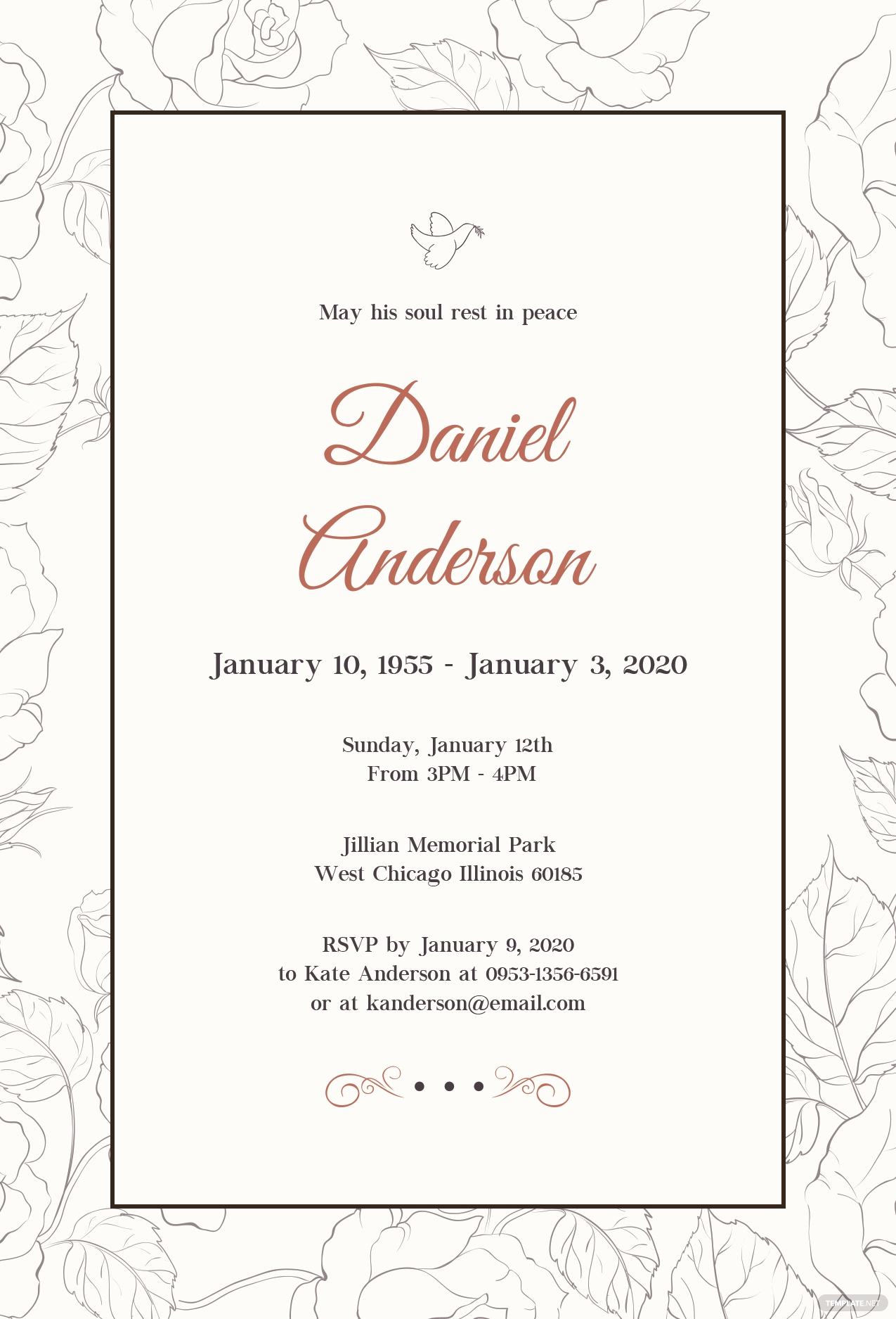 Memorial Service Announcement Template Free New Free Simple Funeral Invitation Template In Psd Ms Word