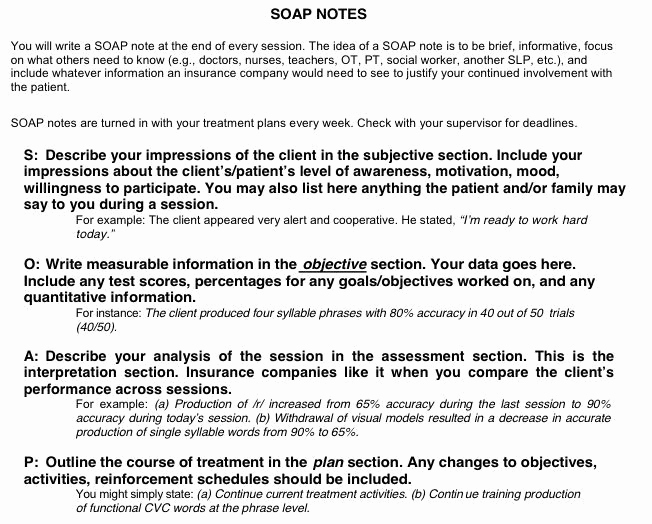 Mental Health soap Note Template Elegant Sample Occupational therapy soap Note Google Search