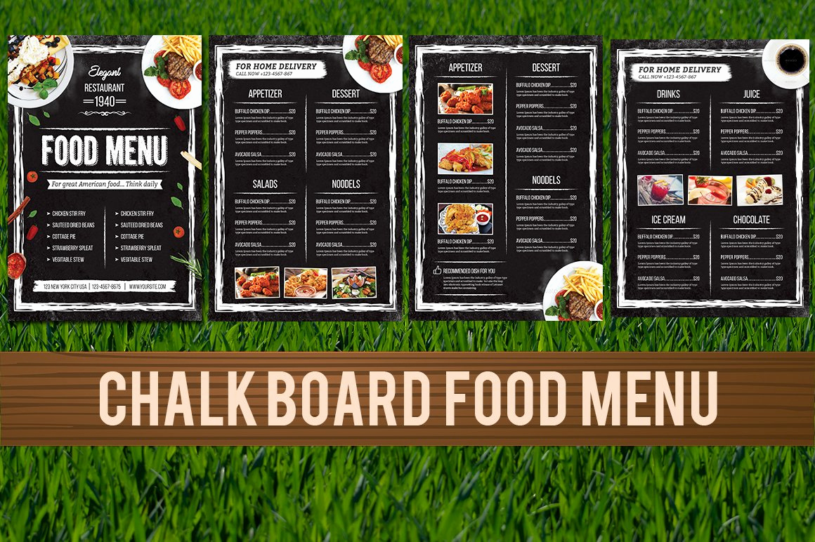 Menu Board Template Powerpoint Luxury Chalkboard Food Menu Flyer Templates Creative Market