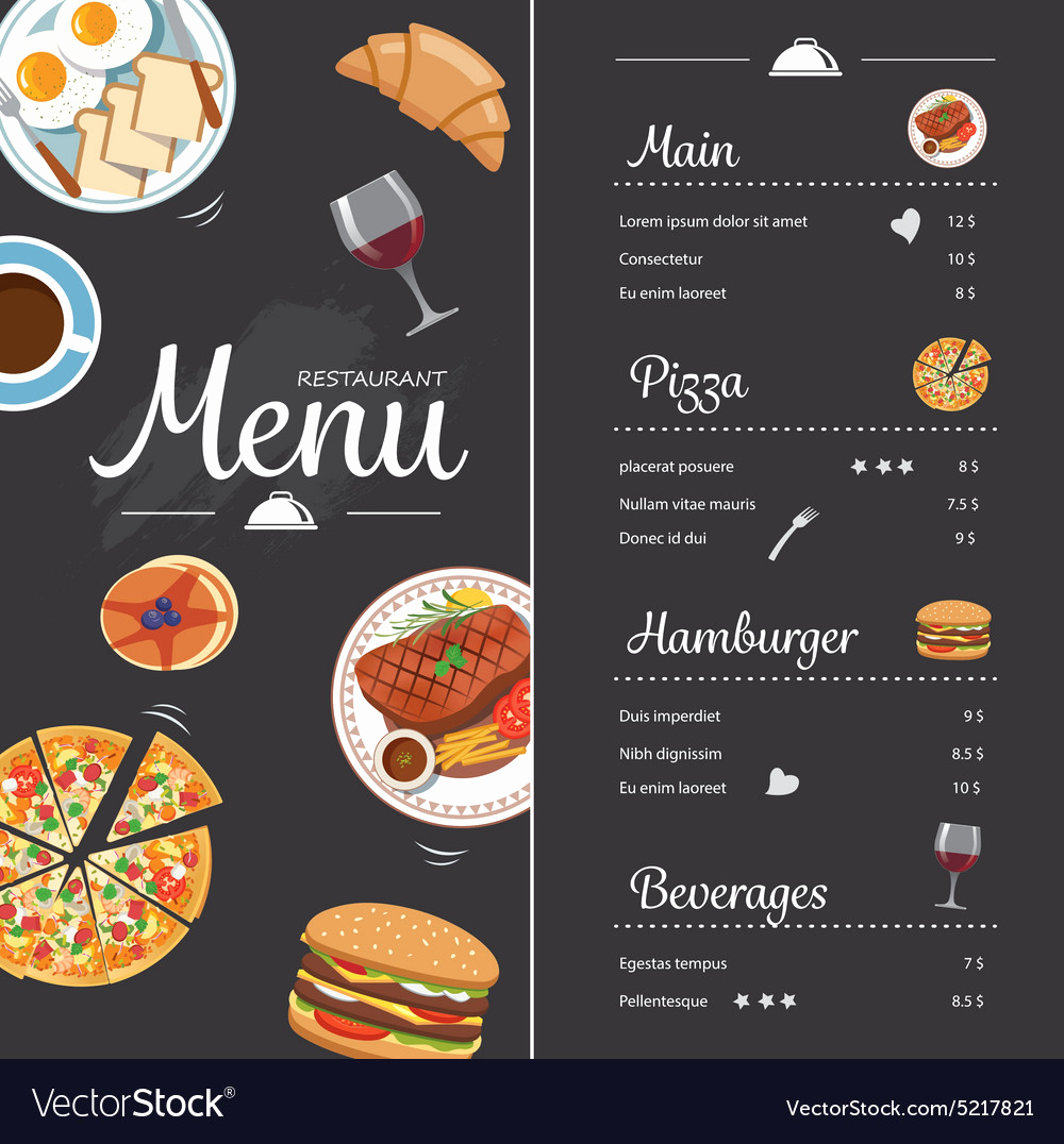 Menu Design Ideas Template Awesome Restaurant Food Menu Design with Chalkboard Vector Image