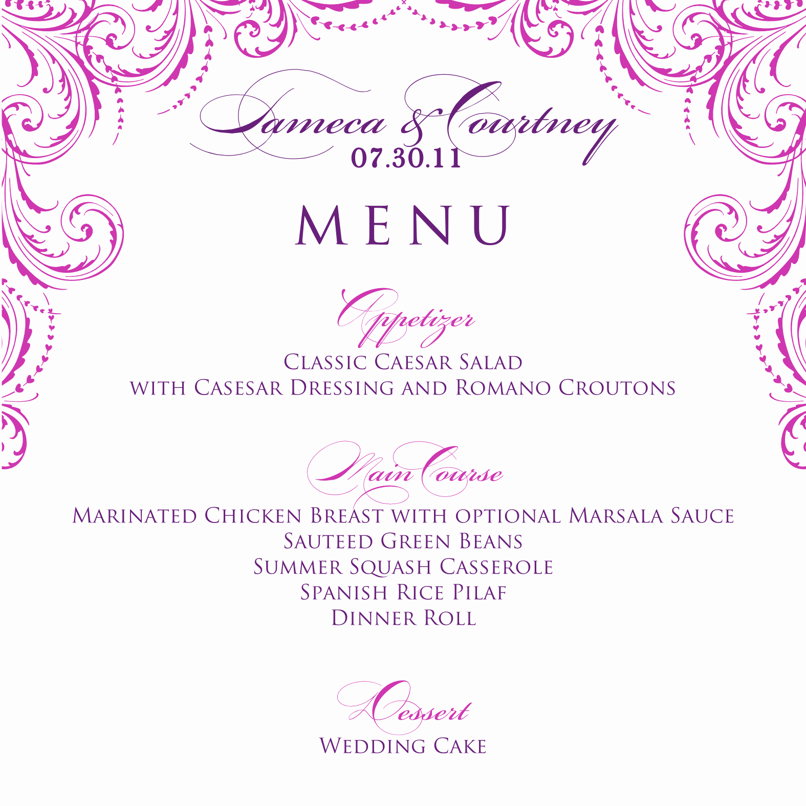 Menu Design Ideas Template Fresh Signatures by Sarah Wedding Menu and Program for Tameca