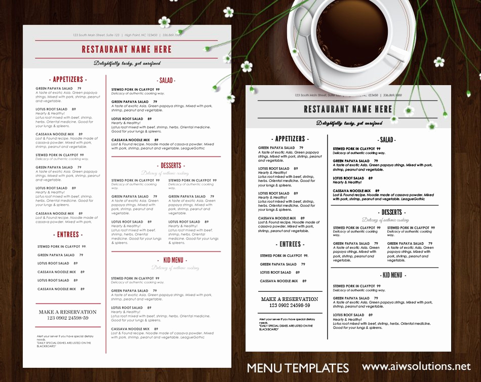 Menu Design Ideas Template New Restaurant Menu Brochure Templates Creative Market