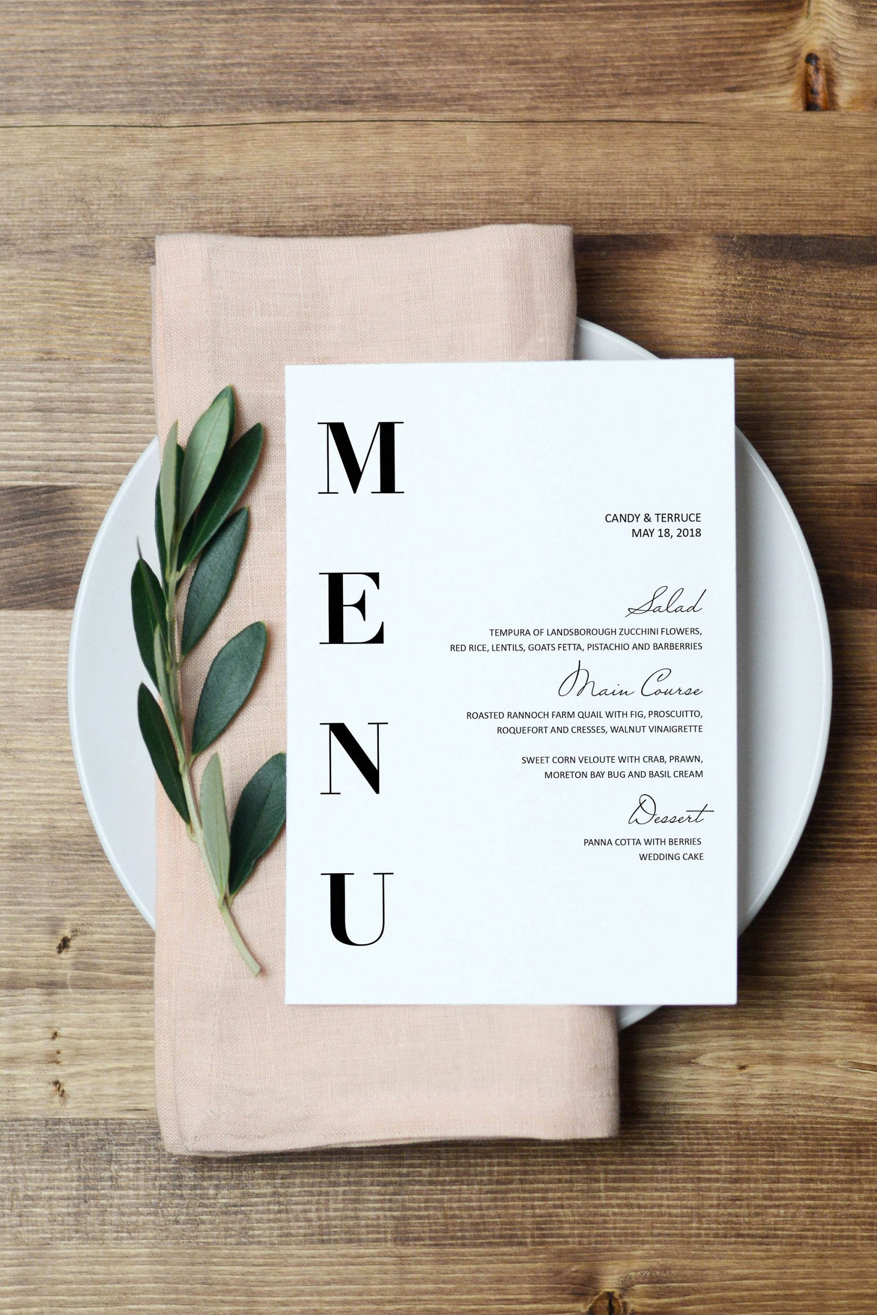 Menu Design Ideas Template New Wedding Menu Template Modern Menu Cards Template Minimal