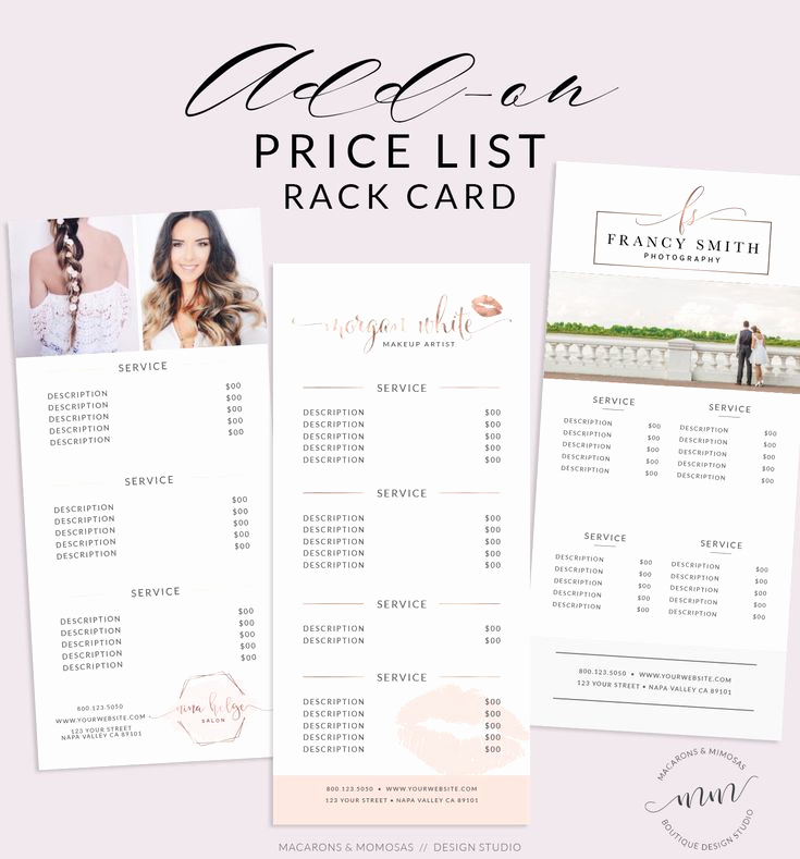 Menu Of Services Template Fresh Price List Template Rack Card Design Makeup Artist or