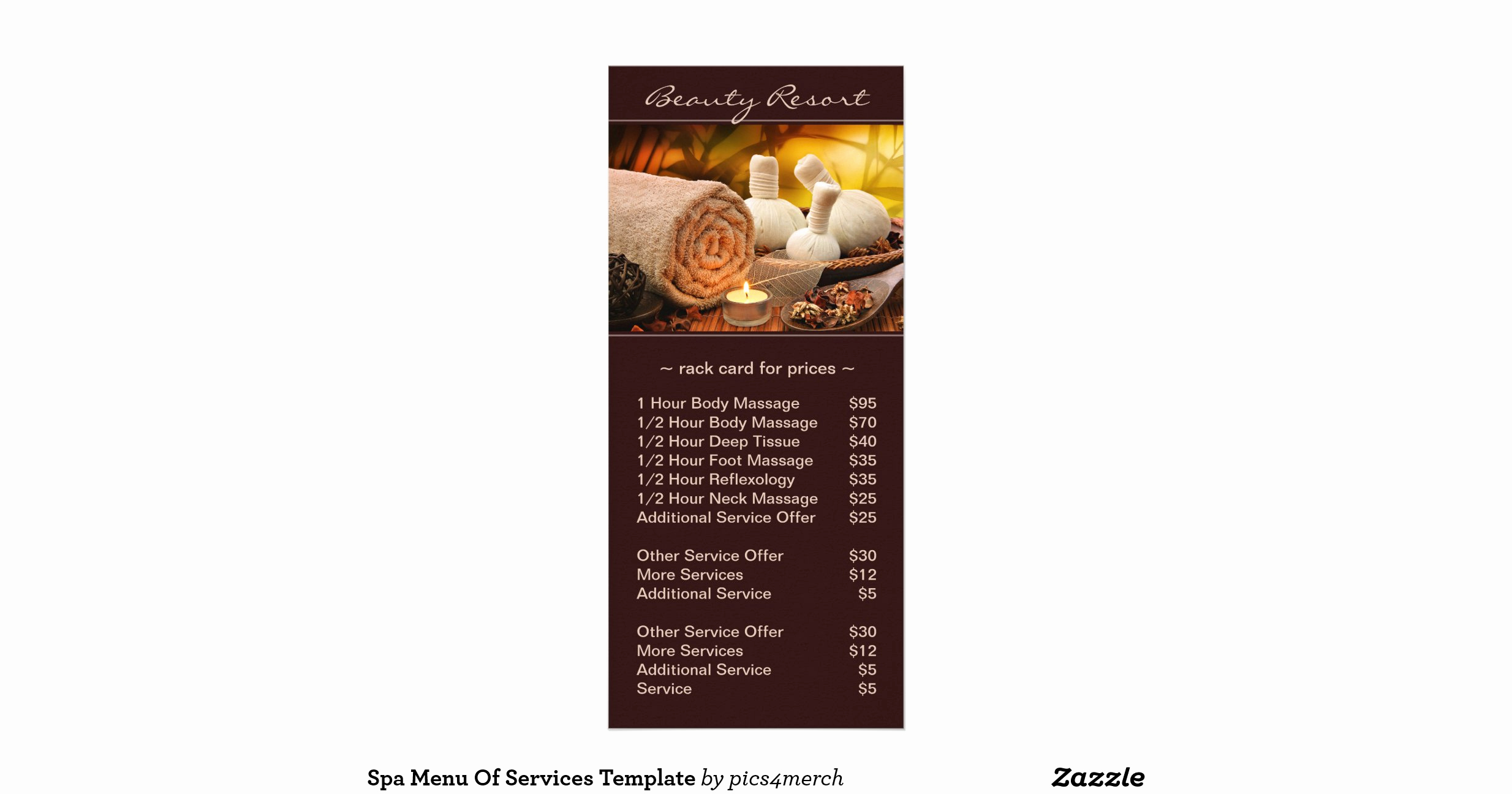 Menu Of Services Template New Spa Menu Of Services Template Rack Cards