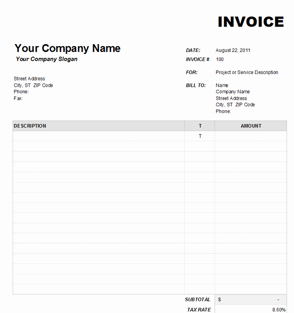 Microsoft Invoice Template Free Beautiful Blank Invoice Download