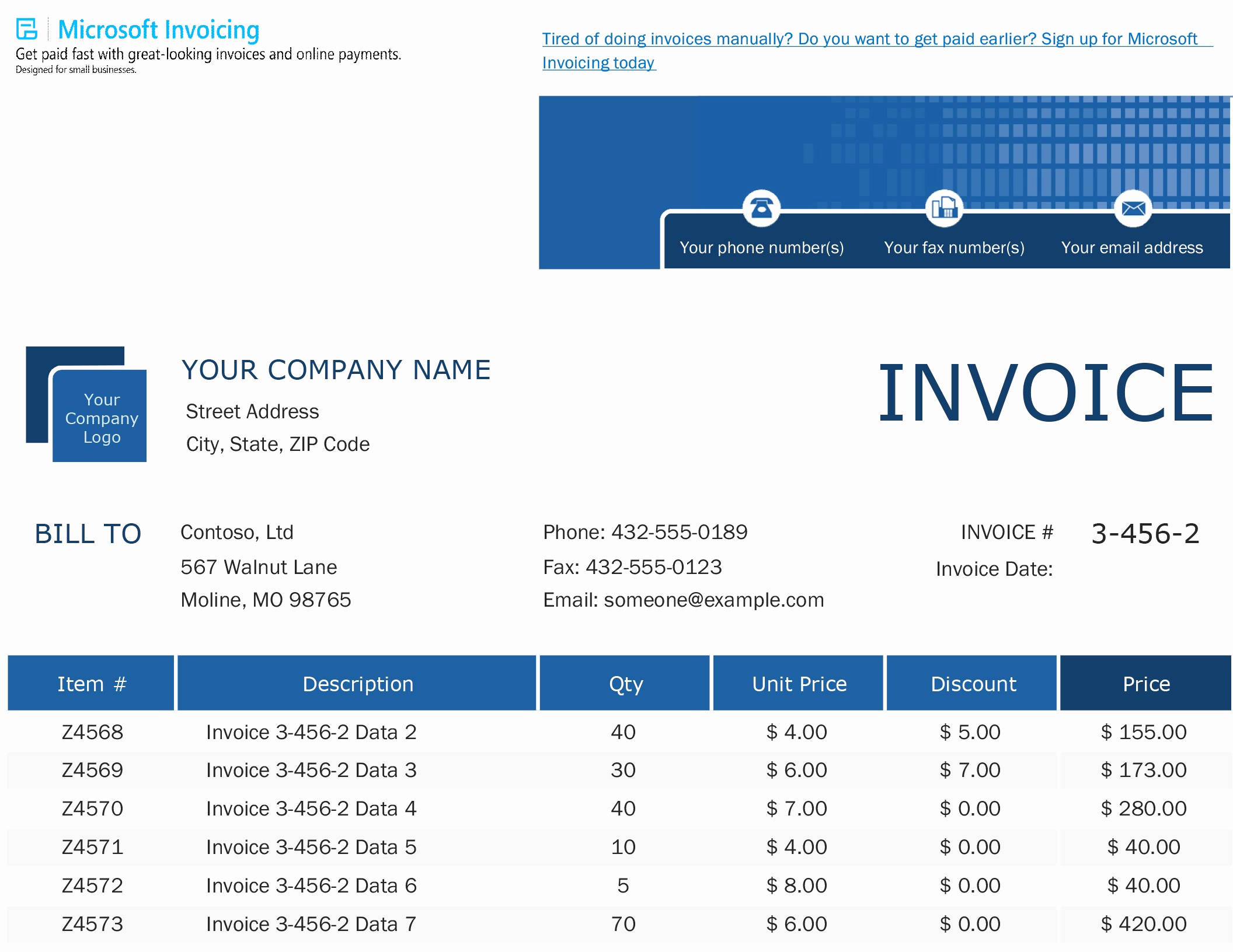 Microsoft Invoice Template Free Lovely Invoices Fice