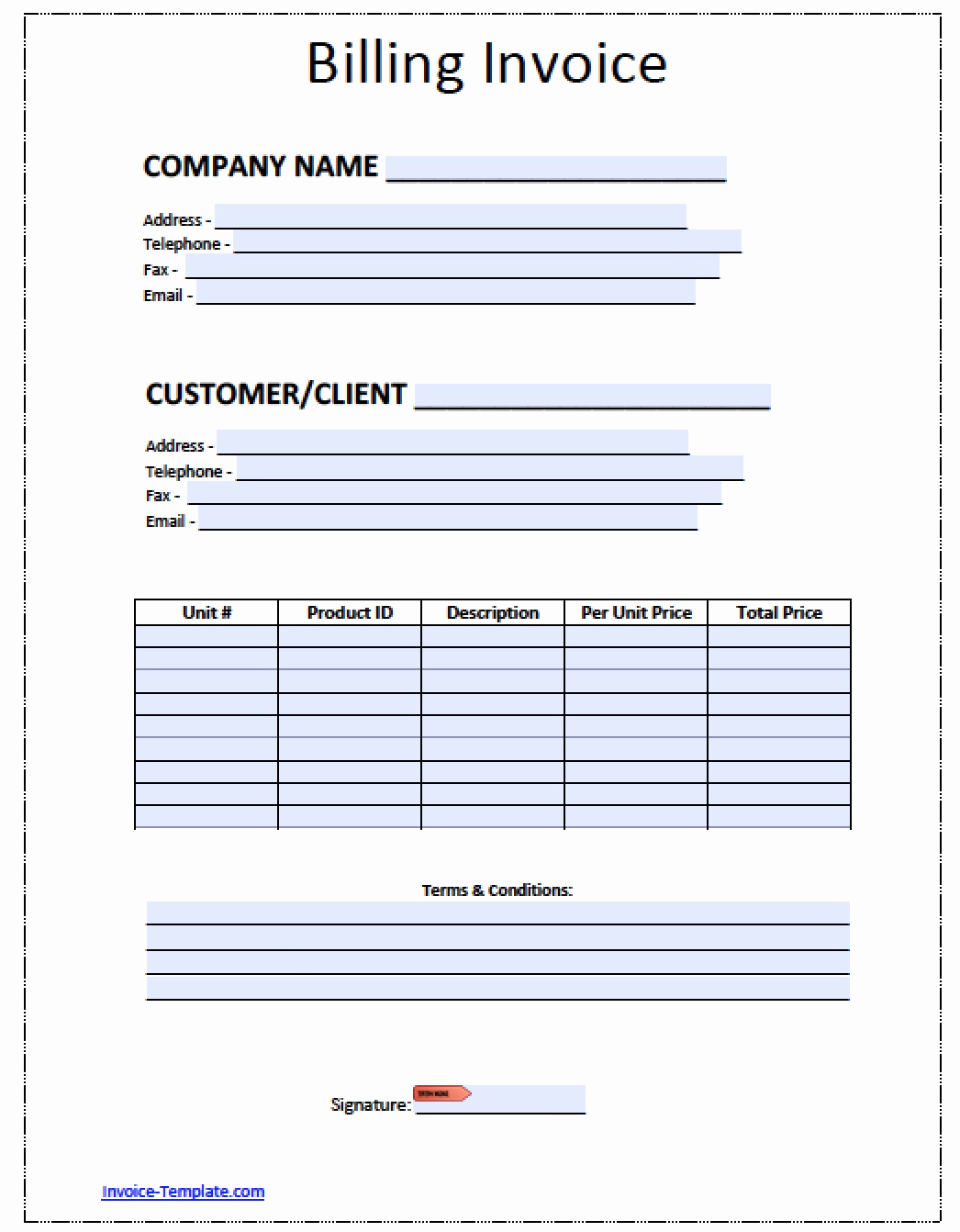 Microsoft Invoice Template Free New Free Blank Invoice Template for Excel