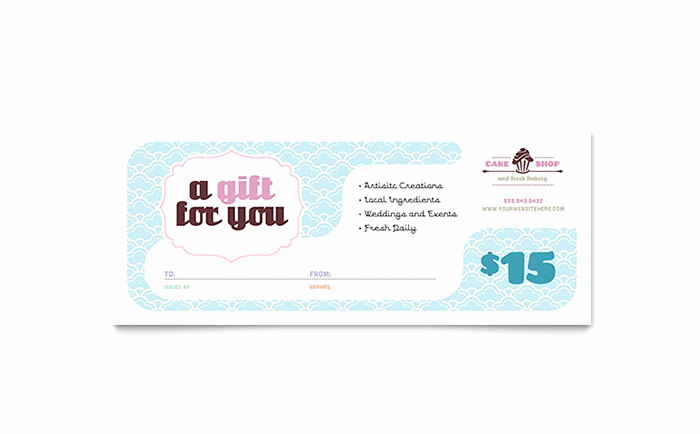 Microsoft Publisher Certificate Template Elegant Bakery &amp; Cupcake Shop Gift Certificate Template Word