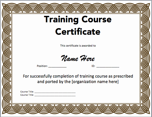 Microsoft Word Certificate Template Free Awesome Training Certificate Template Microsoft Word Templates