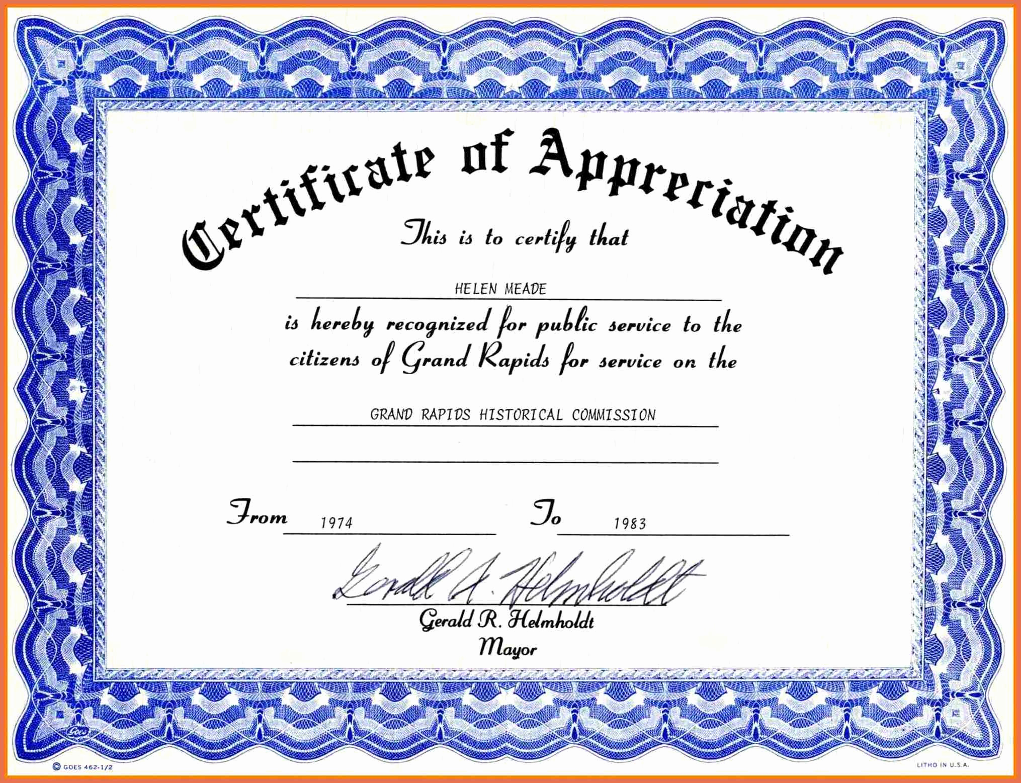 Microsoft Word Certificate Template Free Lovely Certificate Appreciation Template Free Download