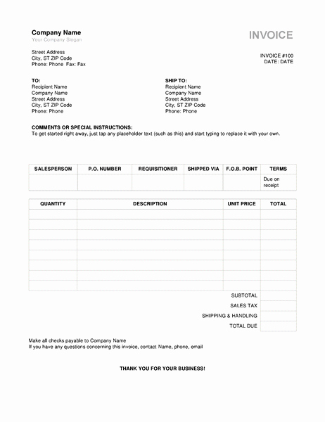 Microsoft Word Invoice Template Free Awesome Invoice