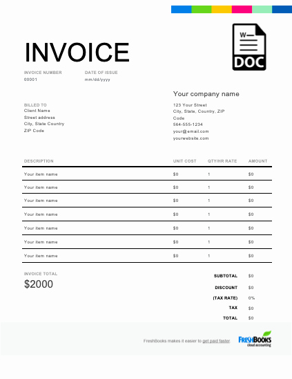 Microsoft Word Invoice Template Free Inspirational Word Invoice Template Free Download