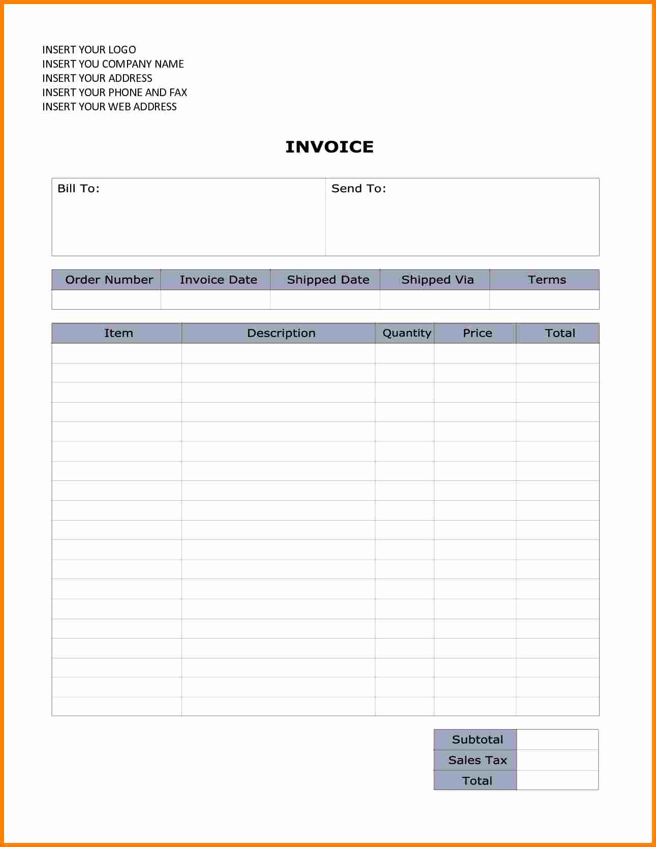 Microsoft Word Invoice Template Free New 6 Bill format In Word Doc