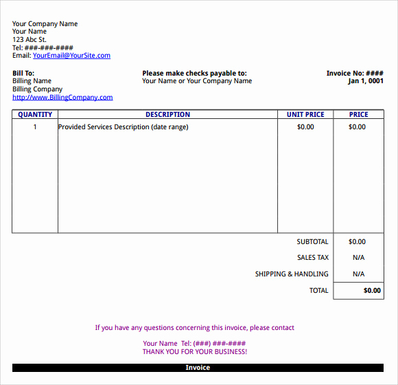 Microsoft Word Invoice Template Free Unique Sample Microsoft Invoice Template 14 Download Free