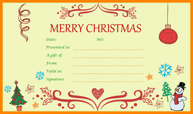 Money Gift Certificate Template Awesome 9 Christmas Coupon Template