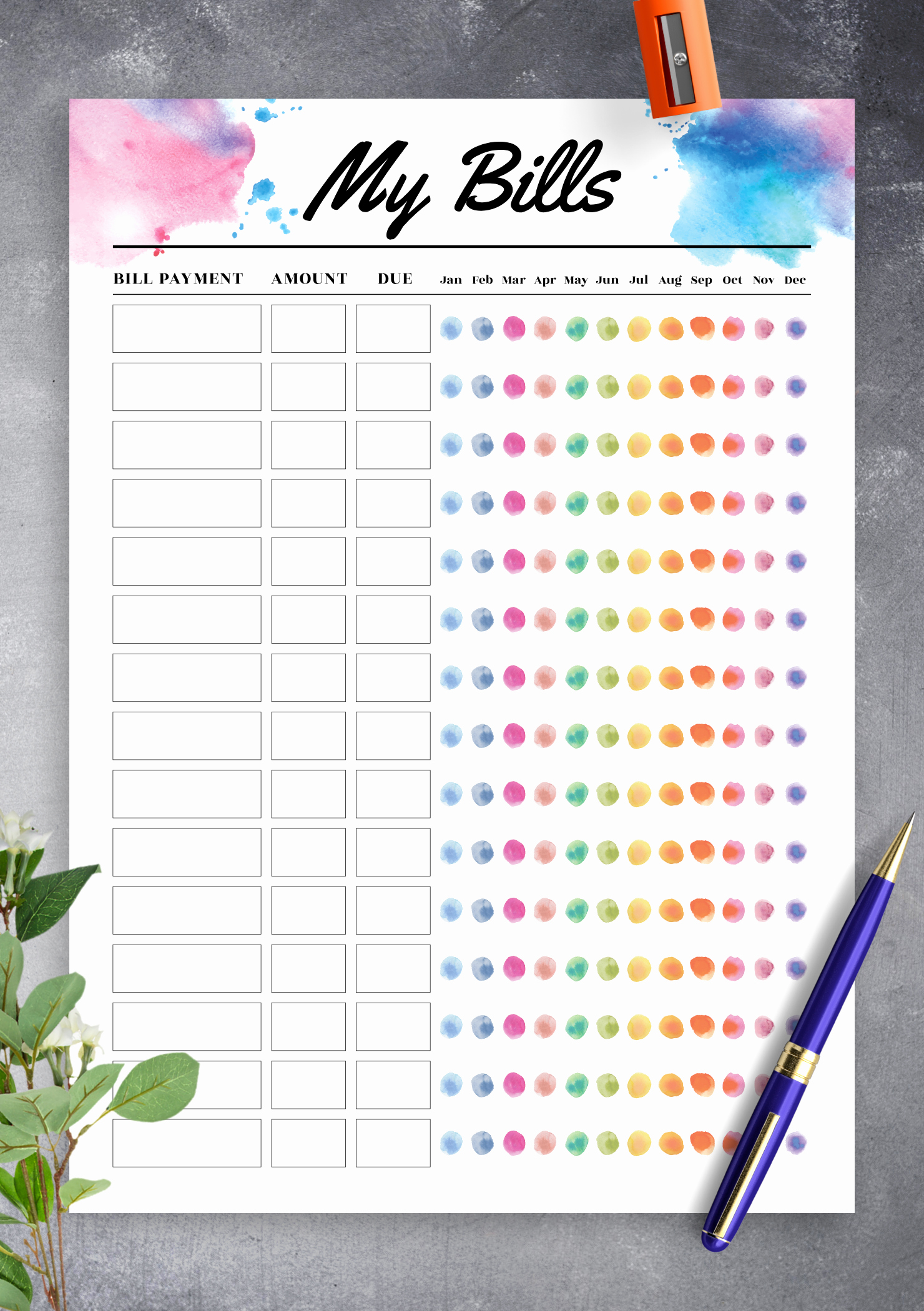 Monthly Budget Template Pdf Awesome Download Printable Colored Monthly Bud Template Pdf
