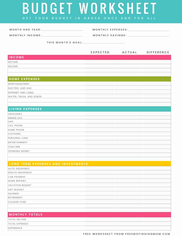 Monthly Budget Template Pdf Awesome Free Printable Household Bud Worksheet