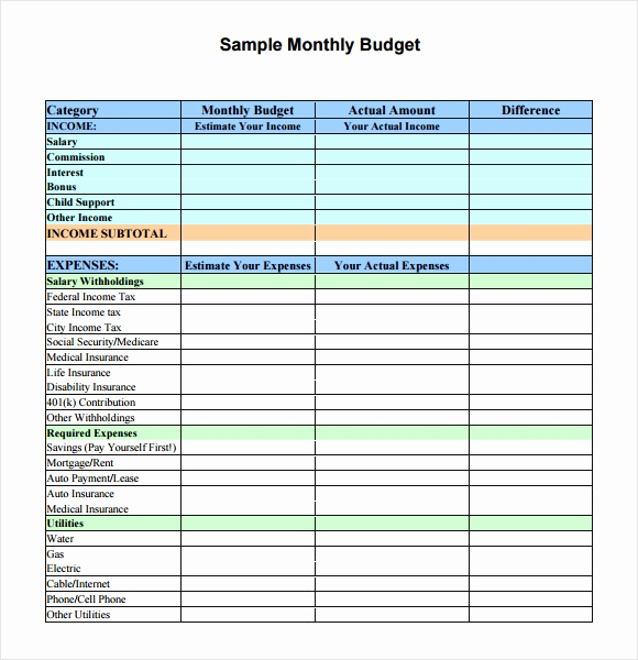 Monthly Budget Template Pdf Beautiful Free 7 Personal Bud Samples In Google Docs