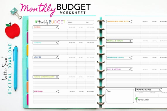 Monthly Budget Template Pdf Best Of Monthly Budget Worksheet Printable Planner Inserts Pdf