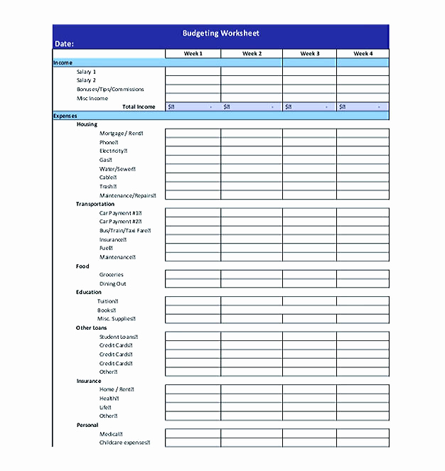 Monthly Budget Template Pdf Fresh Weekly Bud Template Spreadsheet for Personal Financial