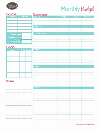 Monthly Budget Template Pdf Unique Free Printable Household Bud form