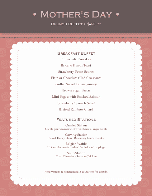 Mothers Day Menu Template Best Of Brunch for Mothers Day Menu