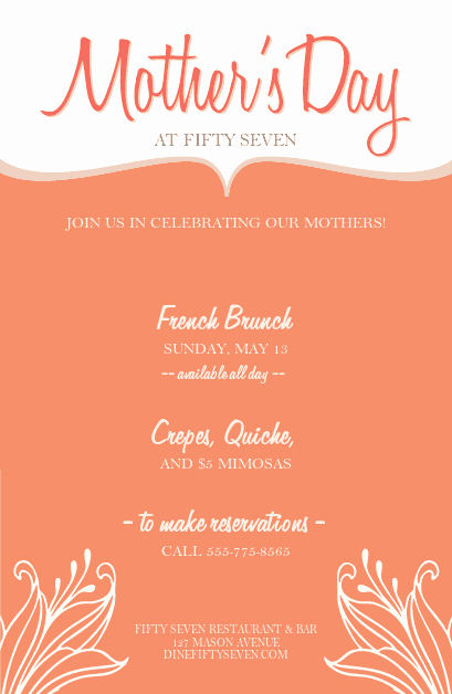 Mothers Day Menu Template Fresh Mothers Day event Flyer