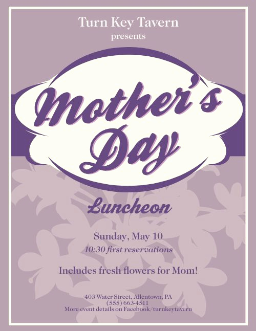 Mothers Day Menu Template Inspirational Mothers Day Poster