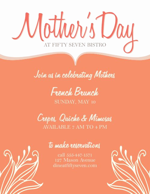 Mothers Day Menu Template Unique Mothers Day event Flyer