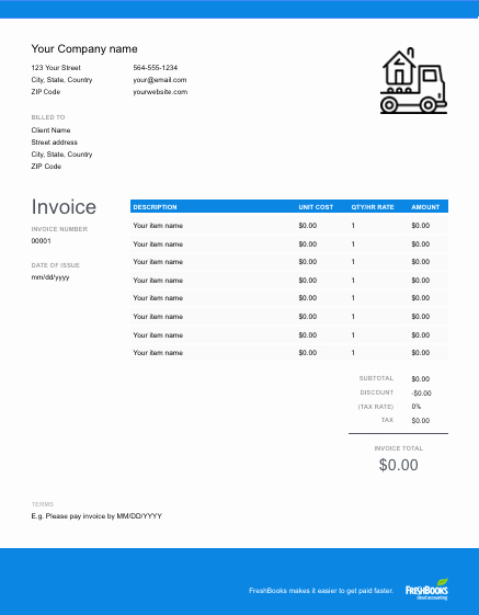 Moving Company Invoice Template Unique Moving Pany Invoice Template Free Download