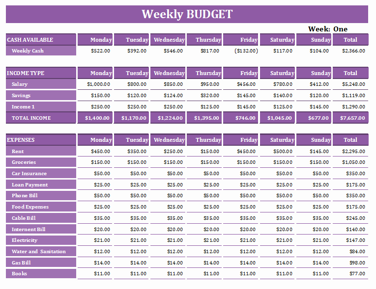 Ms Office Budget Template Inspirational 16 Free Weekly Bud Templates Ms Fice Documents