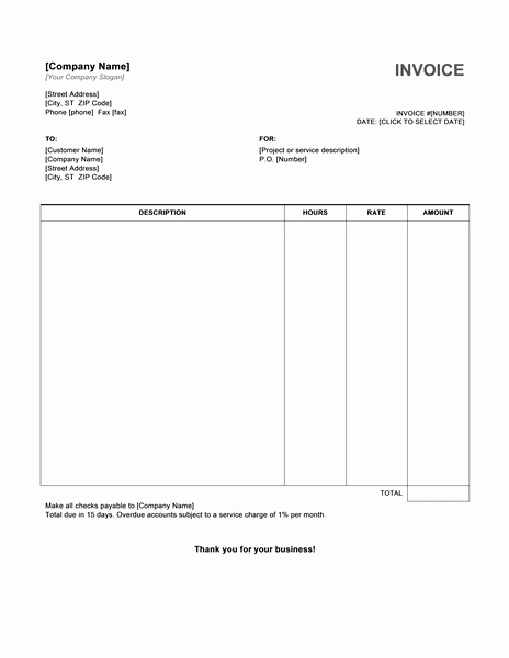 Ms Office Invoice Template New Free Service Invoice Template Microsoft Word