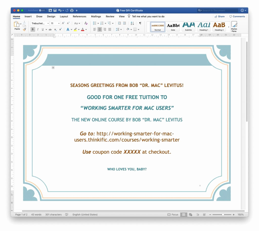 Ms Word Gift Certificate Template Fresh Dr Mac S Last Minute Gift Guide the Mac Observer