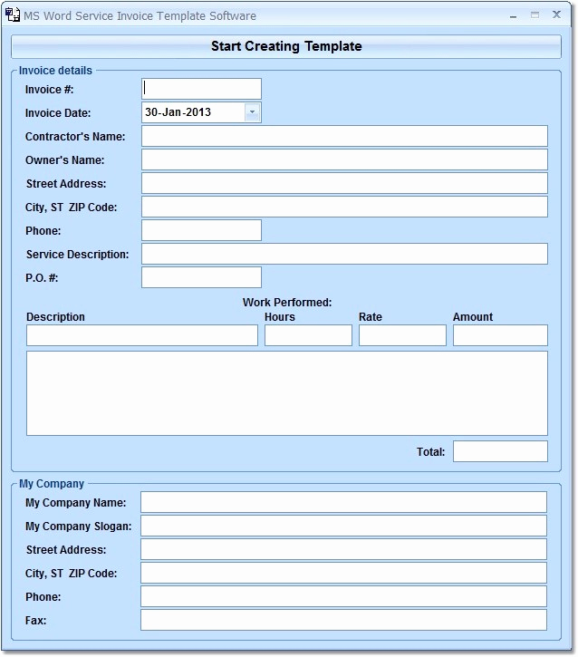 Ms Word Invoice Template Download Awesome Ms Word Service Invoice Template software Free Download