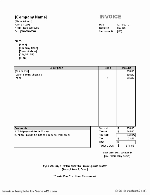 excel invoice template