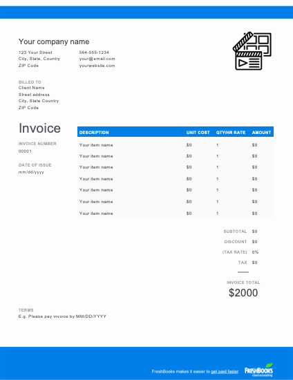 Ms Word Invoice Template Download Unique Videography Invoice Template Free Download