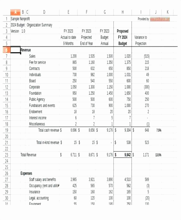 Non Profit Operating Budget Template Unique Nonprofit Operating Bud Template